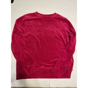 Zyia Active Pink Velour logo Pullover Sweatshirt Women's‎ M Velvety